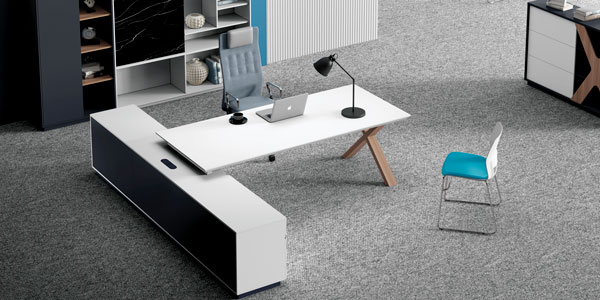 福瑪仕辦公家具|簡(jiǎn)格系列現(xiàn)代板式班臺(tái)書柜組合展廳實(shí)景展示