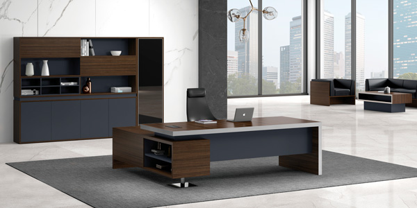 福瑪仕辦公家具|君悅系列現代板式經理辦公臺文件柜組合實物展示視頻